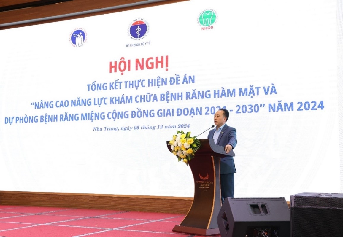 PGS TS Trần Cao Bính, Giám đốc Bệnh viện Răng Hàm Mặt Trung ương Hà Nội, Chủ tịch Hội RHM Việt Nam, Phó Trưởng ban thường trực Ban chỉ đạo Quốc gia Đề án 5628 phát biểu